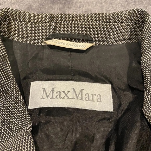 (1) Trendy Vintage Gray Patterned Max Mara Wool Suit Jacket Women’s Size 10 - Picture 7 of 15